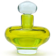 Seguso Vetri d'Arte Murano Sommerso Blue Yellow Italian Art Glass Perfume Bottle
