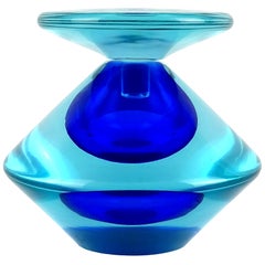Vintage Seguso Vetri d'Arte Murano Sommerso Cobalt Blue Italian Art Glass Perfume Bottle