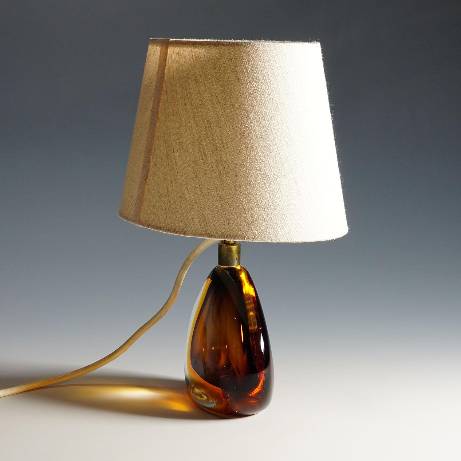 Mid-Century Modern Seguso Vetri d'Arte Murano Sommerso Glass Lamp, 1960s