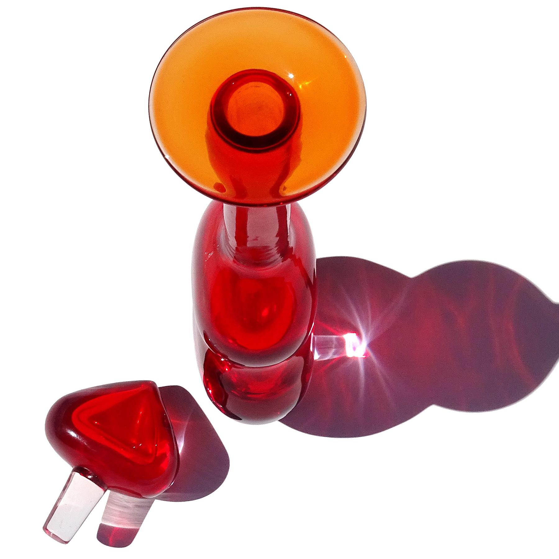 Mid-Century Modern Seguso Vetri d'Arte Murano Sommerso Purple Red Italian Art Glass Perfume Bottle For Sale