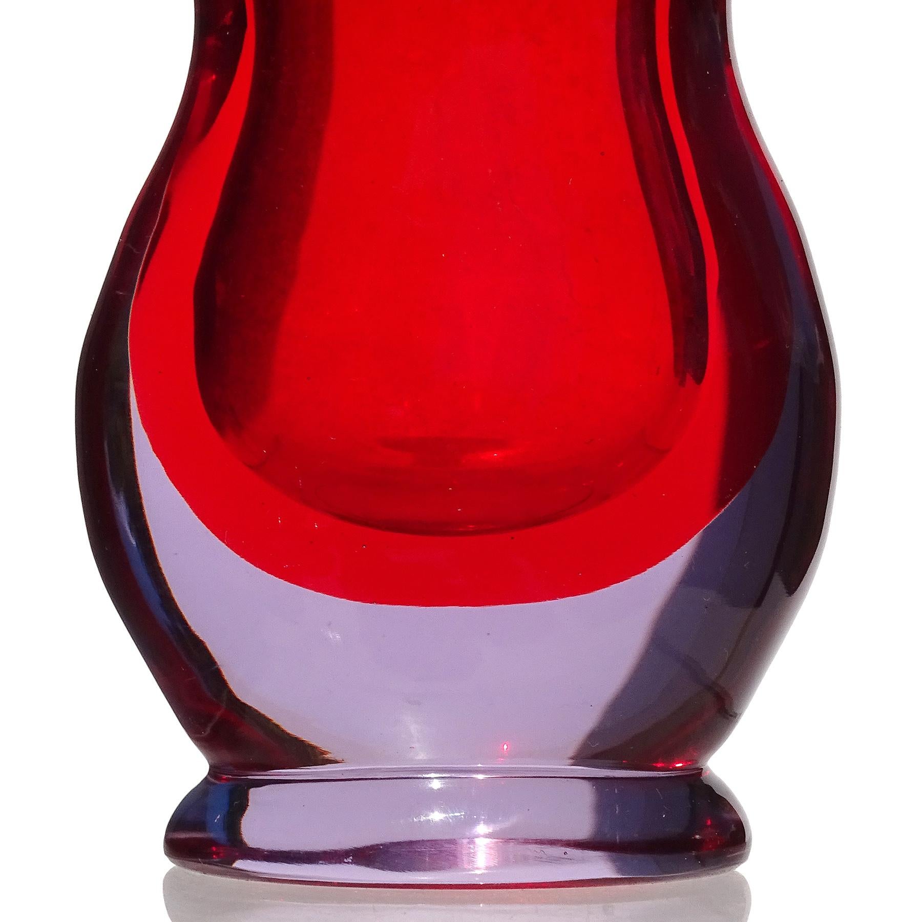 20th Century Seguso Vetri d'Arte Murano Sommerso Purple Red Italian Art Glass Perfume Bottle For Sale