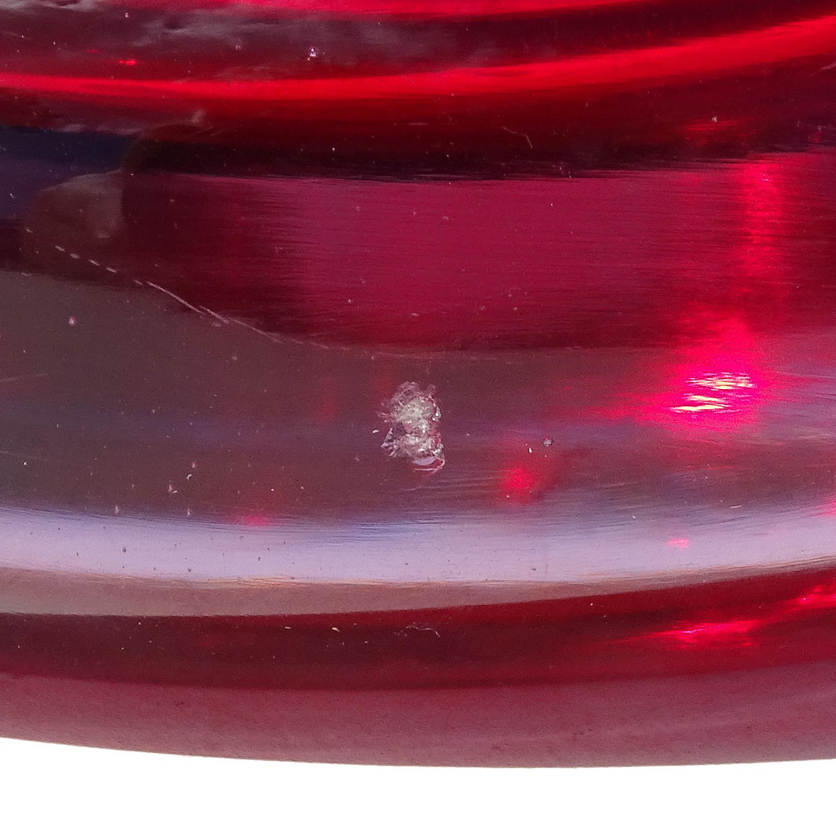 Seguso Vetri d'Arte Murano Sommerso Purple Red Italian Art Glass Perfume Bottle In Good Condition For Sale In Kissimmee, FL