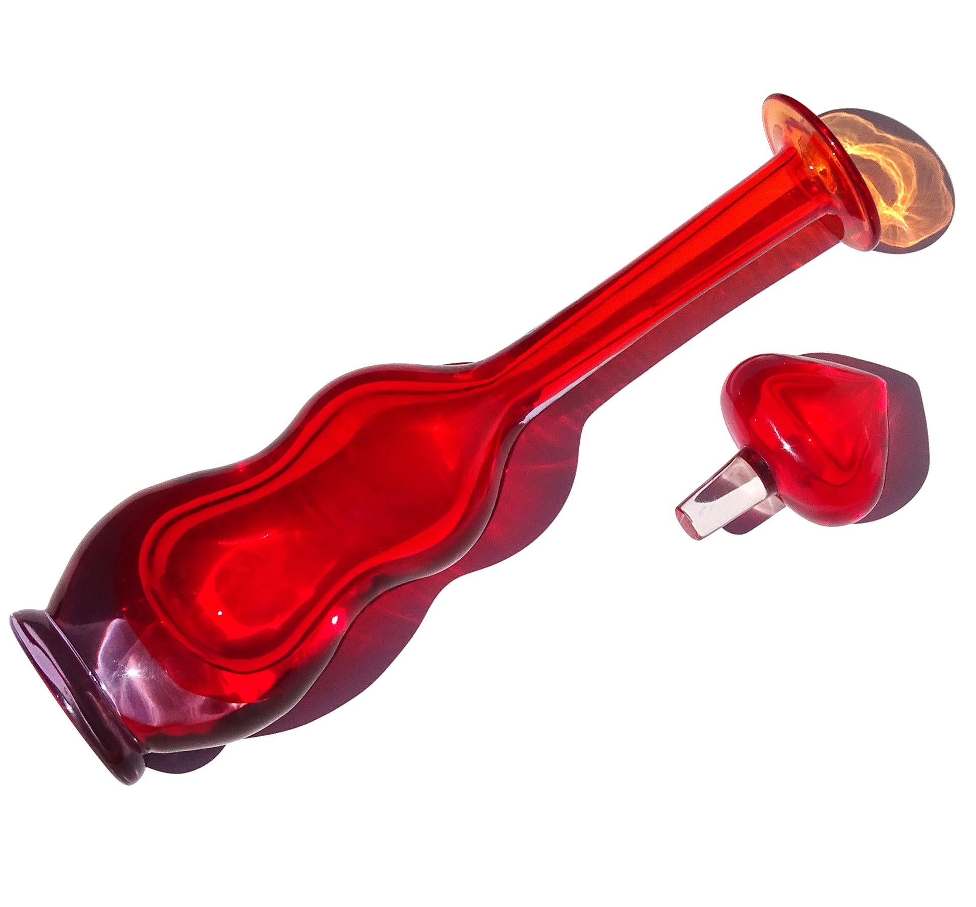 Seguso Vetri d'Arte Murano Sommerso Purple Red Italian Art Glass Perfume Bottle For Sale 1