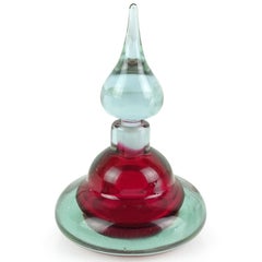 Seguso Vetri d'Arte Murano Sommerso Purple Red Italian Art Glass Perfume Bottle