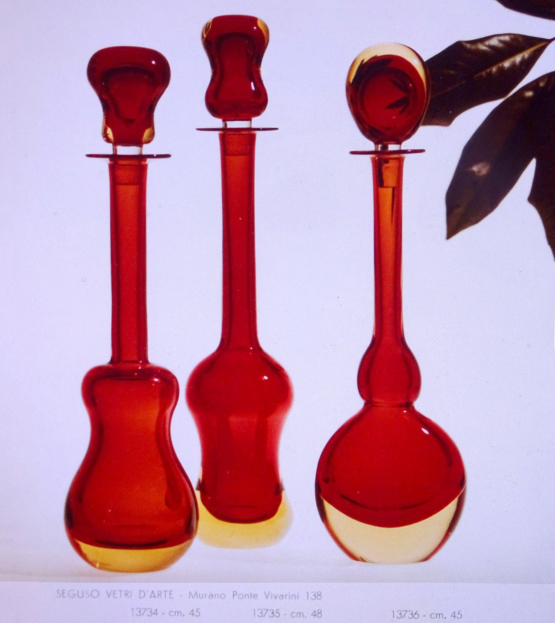 Seguso Vetri d'Arte Murano Sommerso Purple Red Italian Art Glass Perfume Bottle For Sale 2