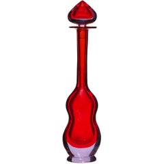 Seguso Vetri d'Arte Murano Sommerso Purple Red Italian Art Glass Perfume Bottle