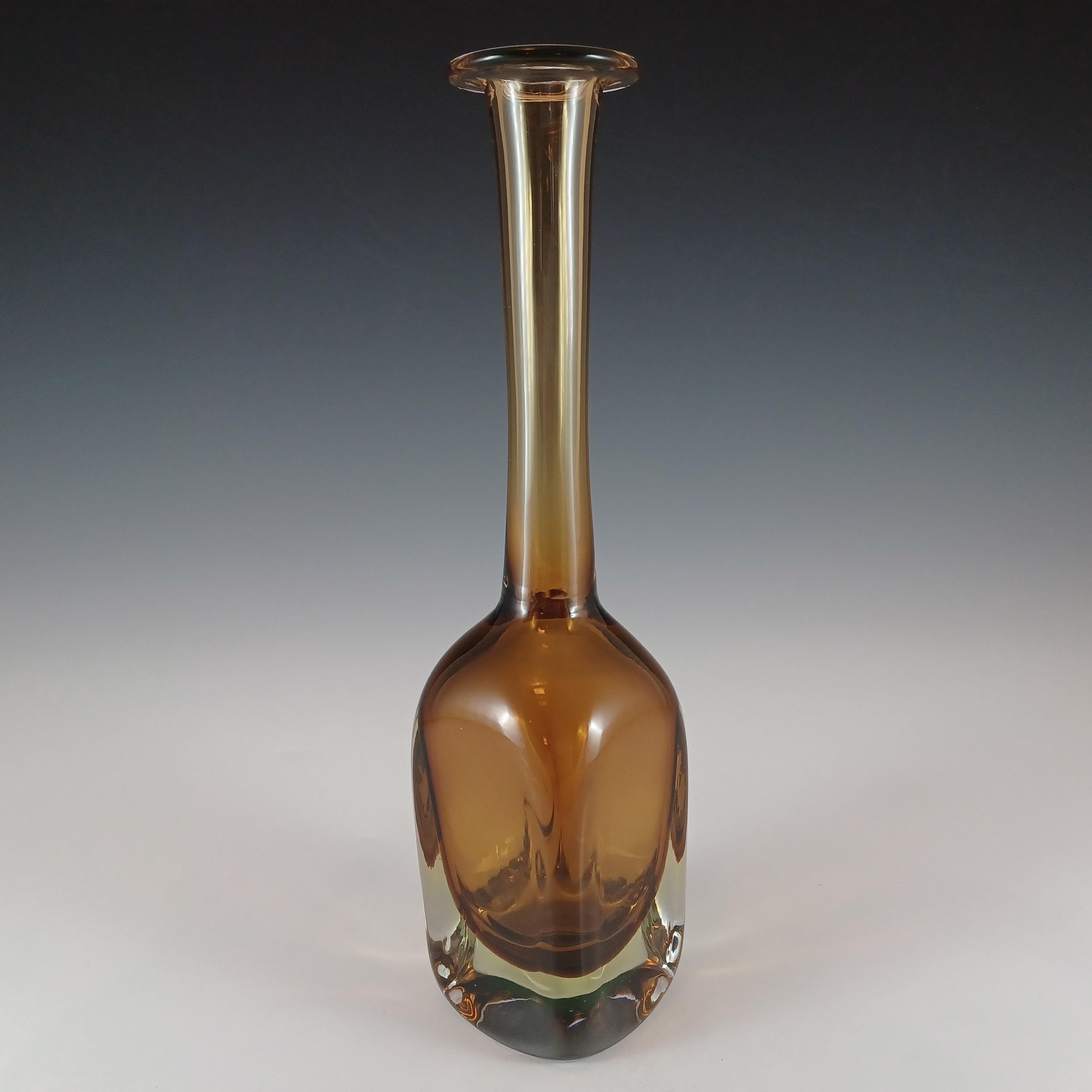 Seguso Vetri d'Arte Murano Sommerso Uranium Glass Bottle Vase - Pinzoni 2