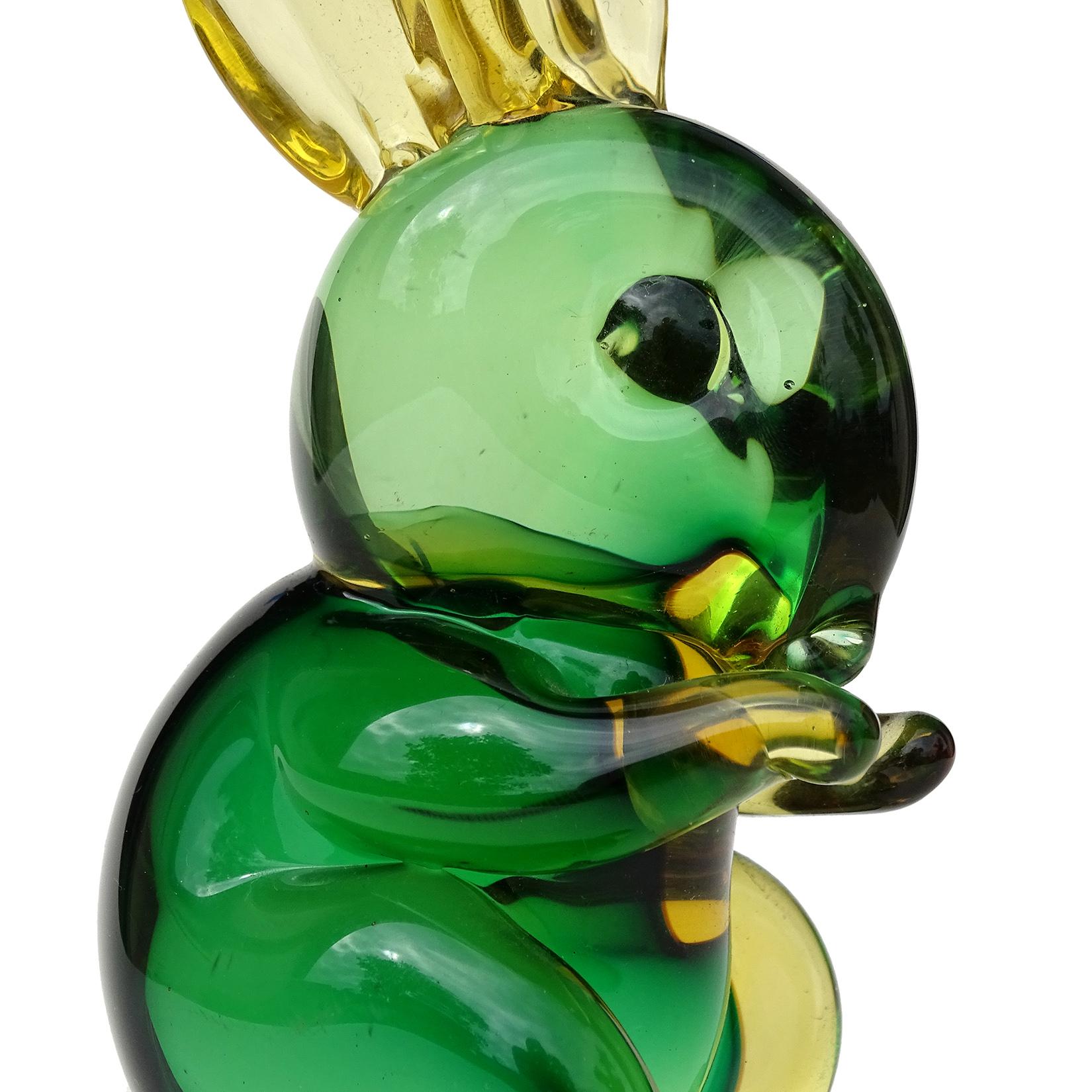 Seguso Vetri d'Arte Murano Sommerso Gelb Italienische Kunst Glas Hase Figur (Handgefertigt) im Angebot