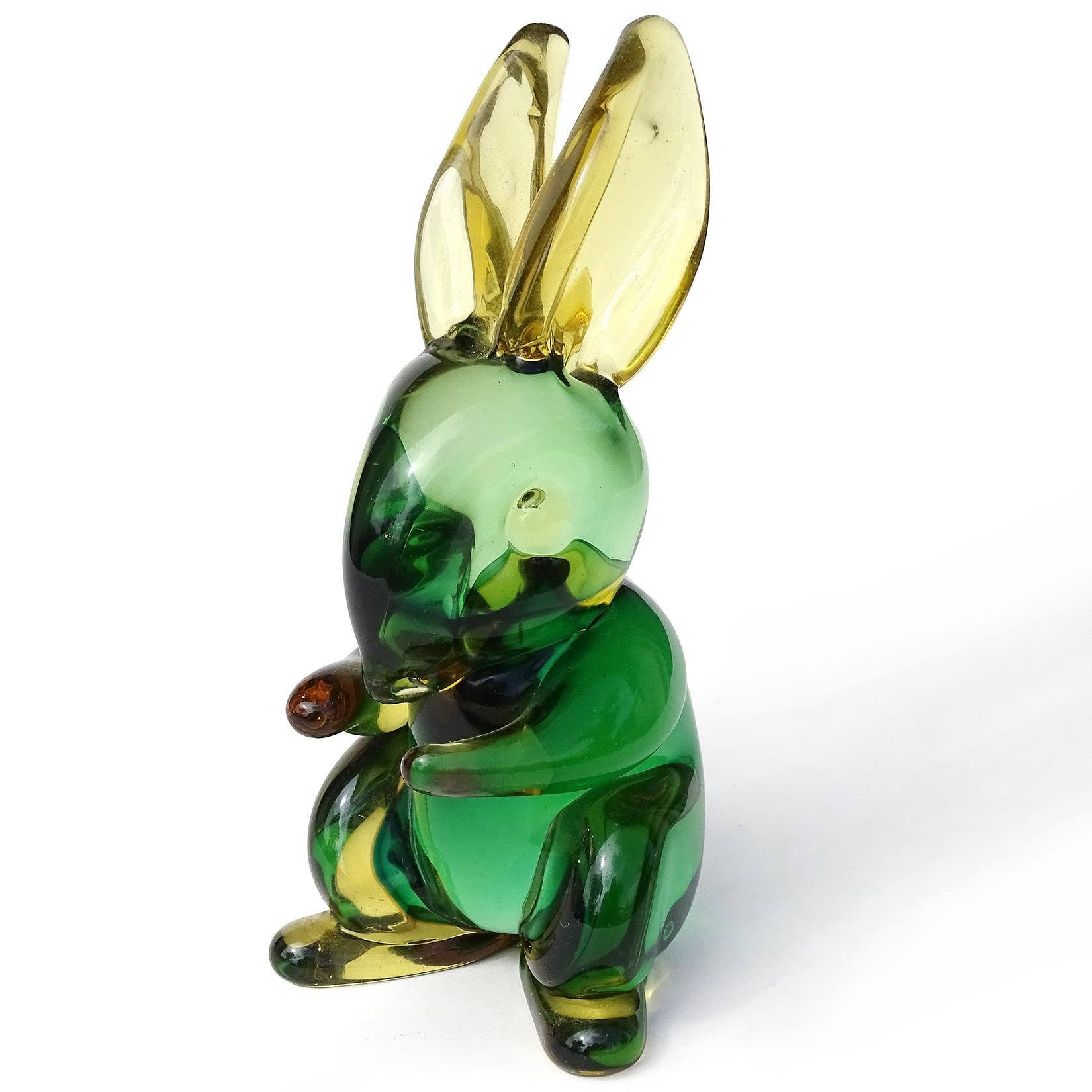 Seguso Vetri d'Arte Murano Sommerso Gelb Italienische Kunst Glas Hase Figur im Zustand „Gut“ im Angebot in Kissimmee, FL