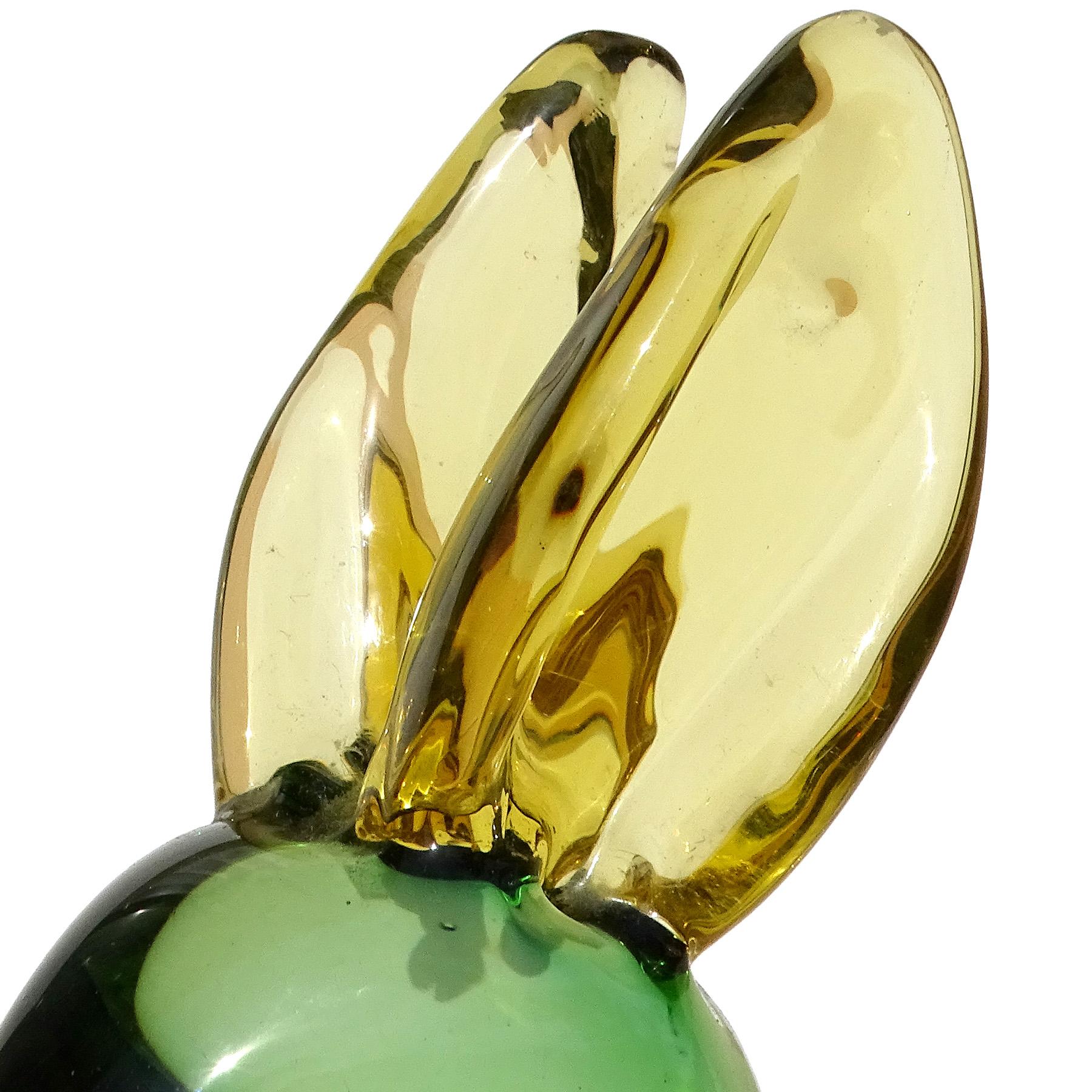 Seguso Vetri d'Arte Murano Sommerso Gelb Italienische Kunst Glas Hase Figur (20. Jahrhundert) im Angebot