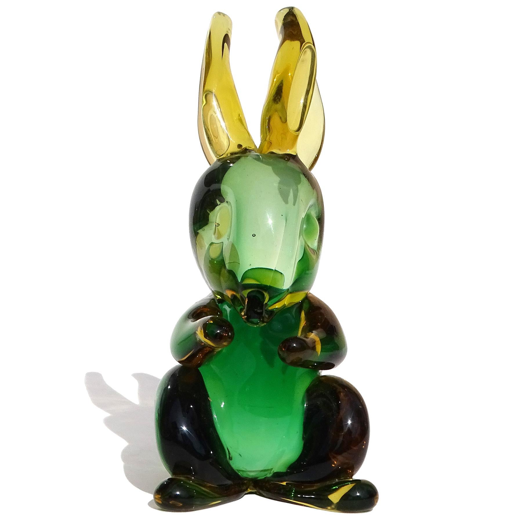 Seguso Vetri d'Arte Murano Sommerso Gelb Italienische Kunst Glas Hase Figur (Glaskunst) im Angebot