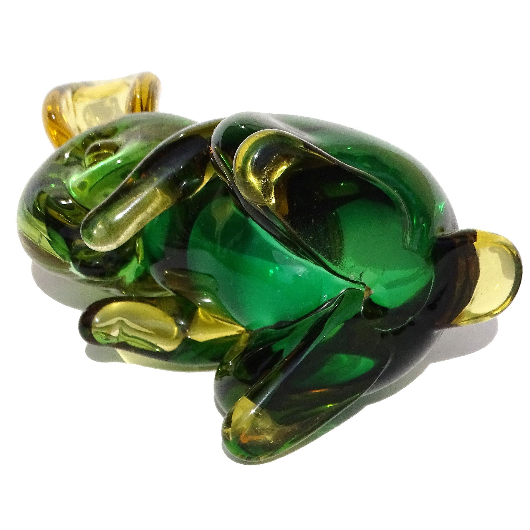 Seguso Vetri d'Arte Murano Sommerso Gelb Italienische Kunst Glas Hase Figur im Angebot 1