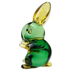 Seguso Vetri d'Arte Murano Sommerso Yellow Italian Art Glass Bunny Rabbit Figure
