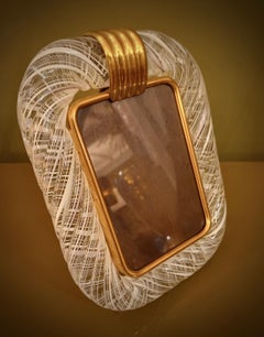 Seguso Vetri D'arte Murano White Color Art Glass Midcentury Picture Frame, 1990