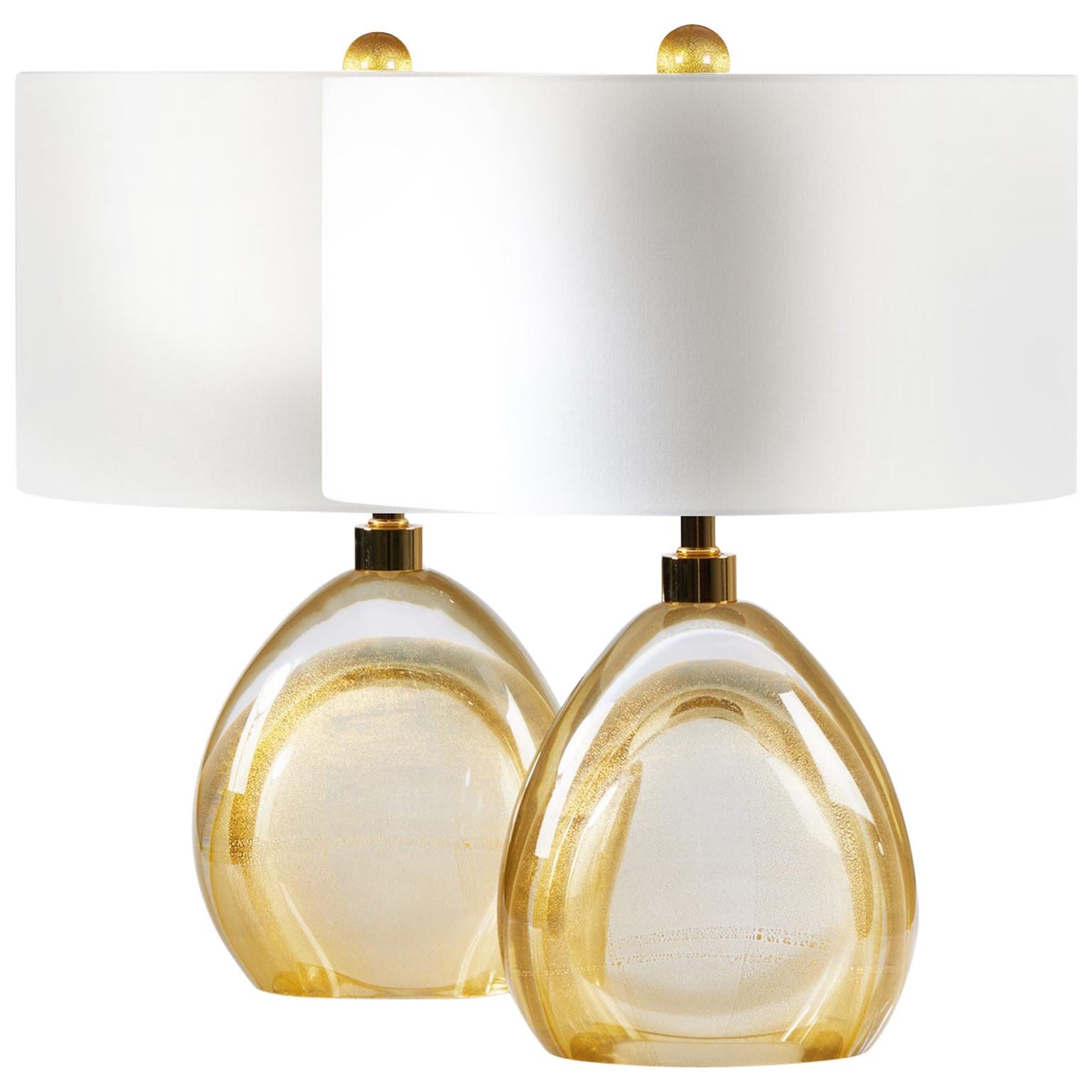 Seguso Vetri d'Arte Oro Sommerso Table Lamp Gold Murano Glass