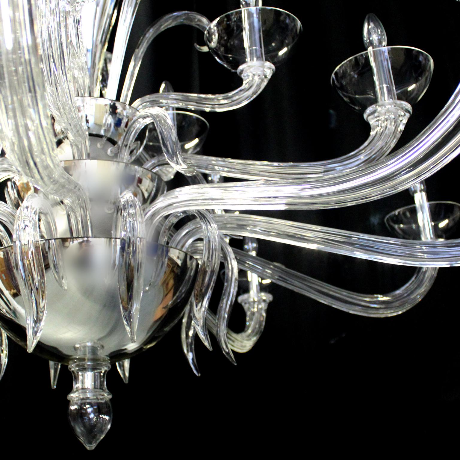 Italian Seguso Vetri d'Arte Pier Chandelier Clear Murano Glass For Sale