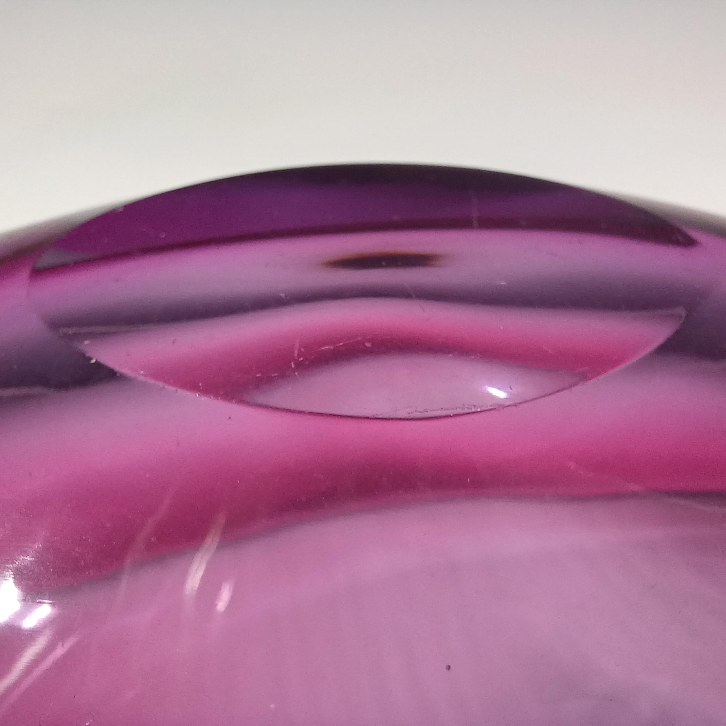 Vetro Seguso Vetri d'Arte Rosa e Viola Ciotola con foglie in vetro in vendita