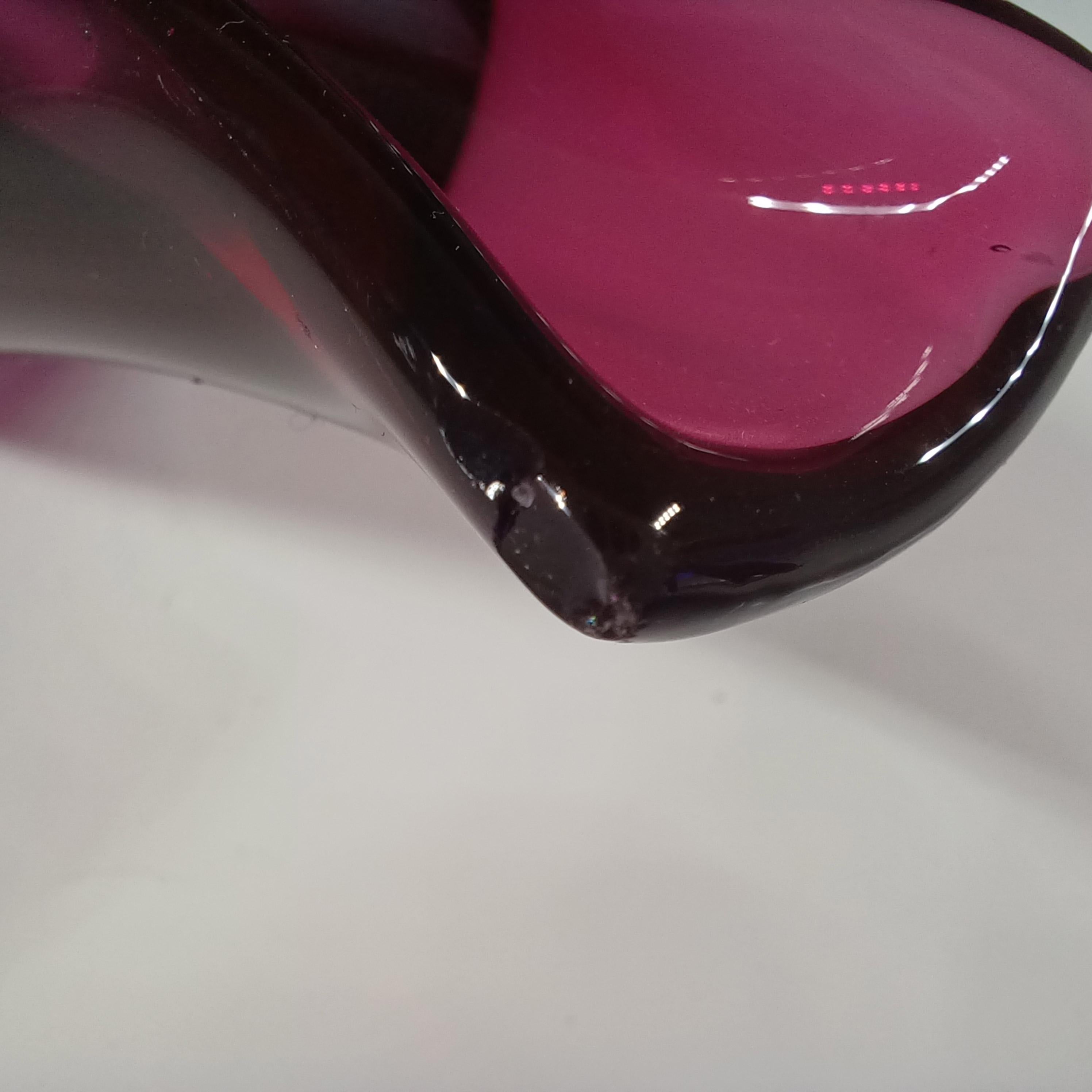 Seguso Vetri d'Arte Rosa e Viola Ciotola con foglie in vetro in vendita 1