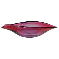 Seguso Vetri d'Arte Pink & Purple Glass Leaf Bowl