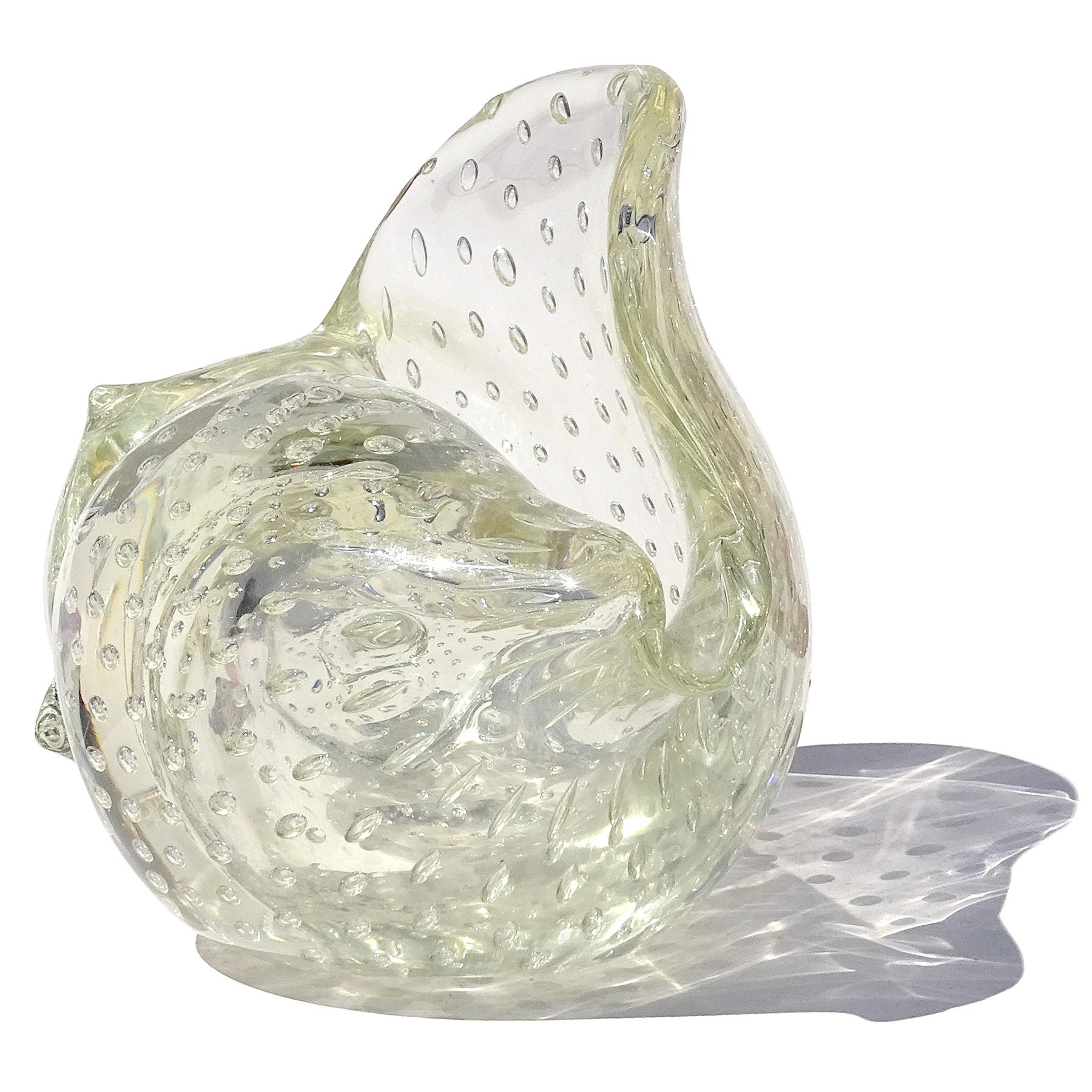 Seguso Vetri d'Arte Poli Murano Art Deco Italienische Kunst Glas Muschel Skulptur (Handgefertigt) im Angebot