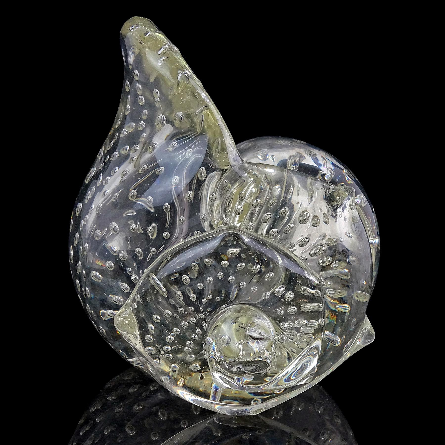 Seguso Vetri d'Arte Poli Murano Art Deco Italienische Kunst Glas Muschel Skulptur im Zustand „Gut“ im Angebot in Kissimmee, FL
