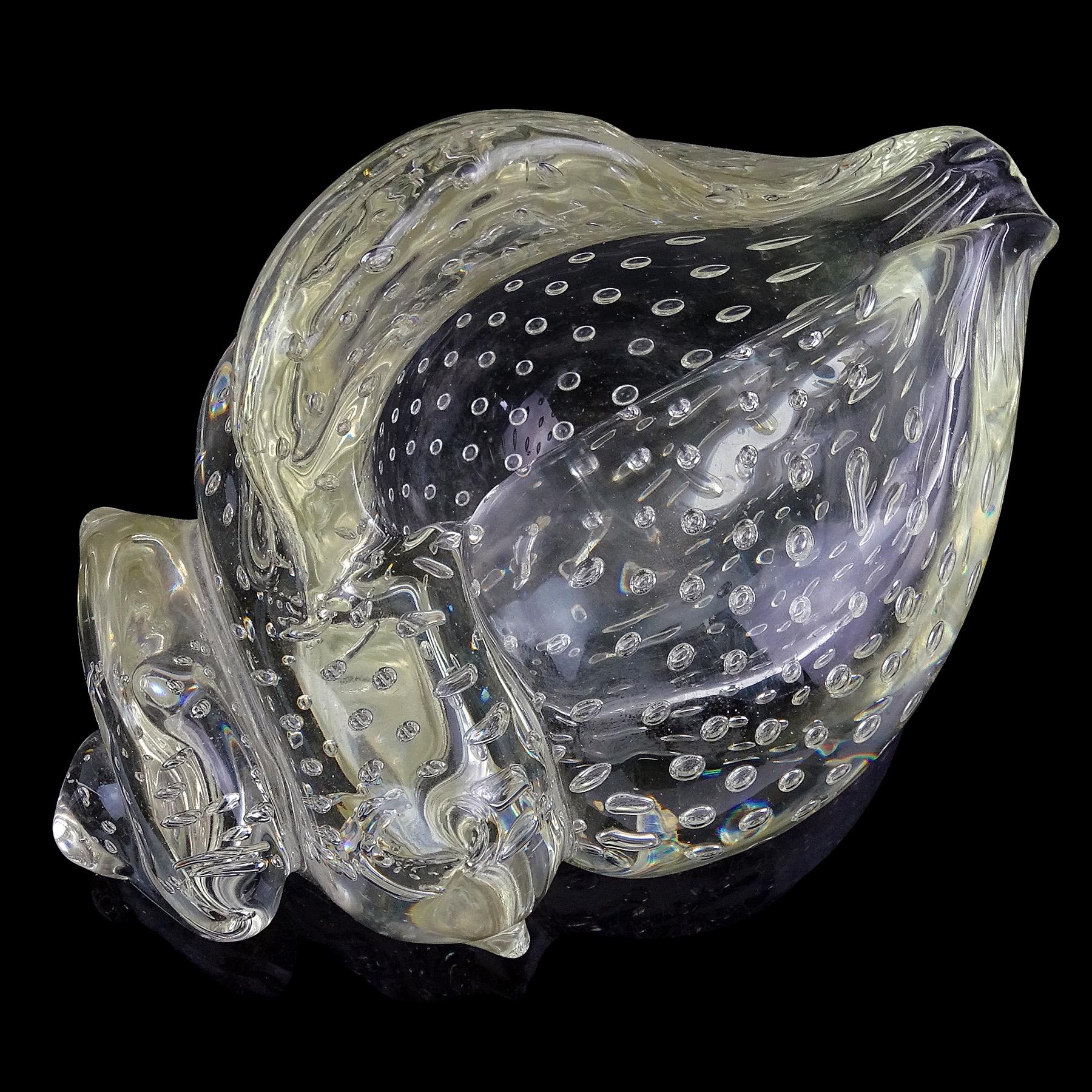 Seguso Vetri d'Arte Poli Murano Art Deco Italienische Kunst Glas Muschel Skulptur im Angebot 1