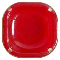 Seguso Vetri d'Arte Poli Murano Red Gold Flecks Italian Art Glass Ashtray Bowl
