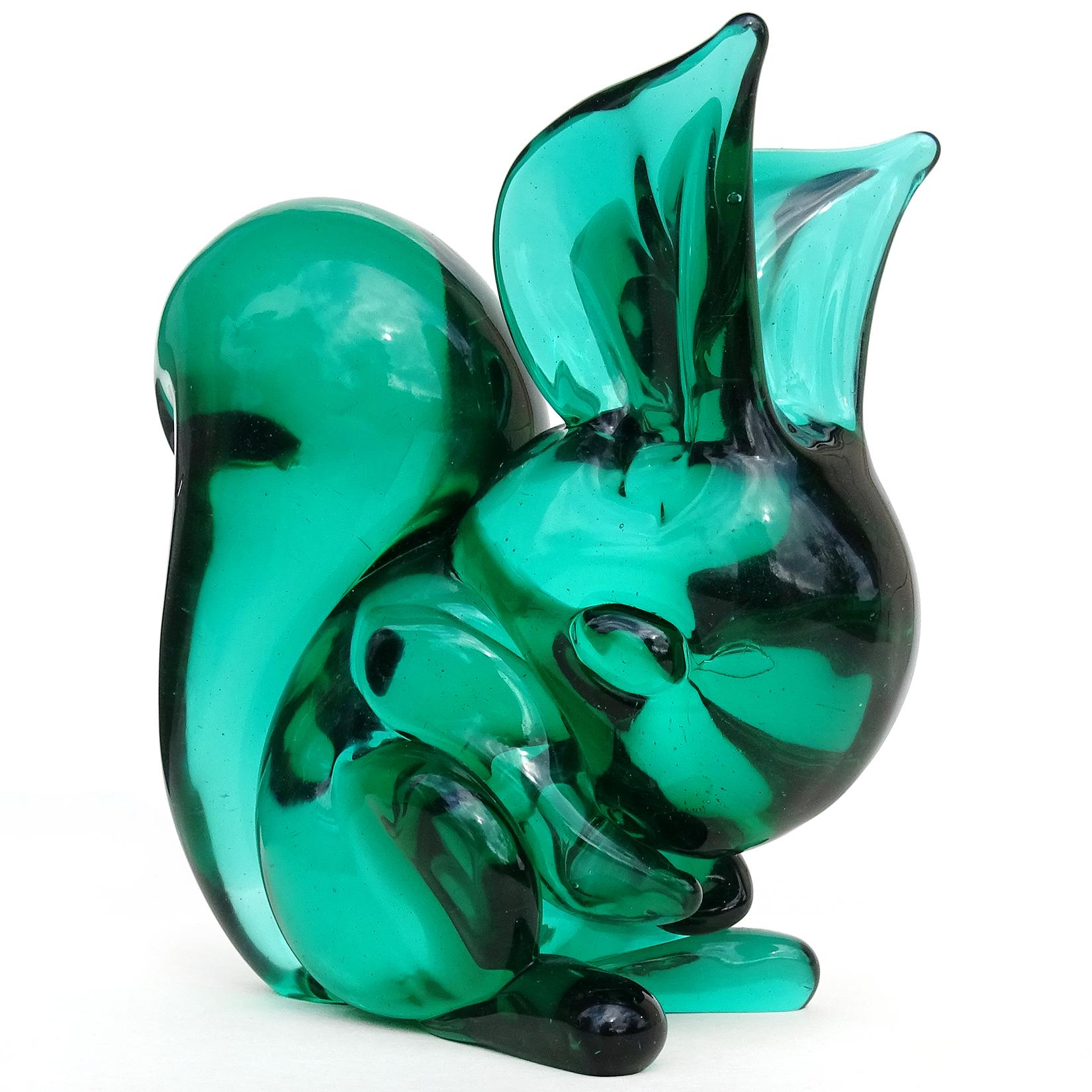 Mid-Century Modern Seguso Vetri D'Arte Poli Murano Sommerso Italian Art Glass Squirrel Sculpture For Sale