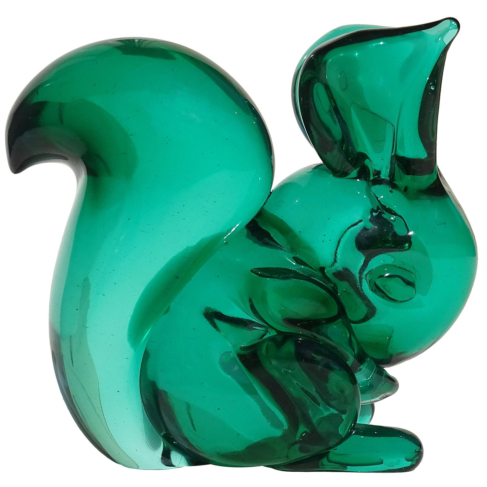 Fait main Sculpture d'écureuil en verre d'art italien Sommerso de Seguso Vetri D'Arte Poli Murano en vente