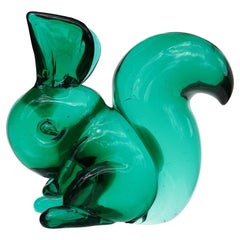 Seguso Vetri D'Arte Poli Murano Sommerso Italian Art Glass Squirrel Sculpture