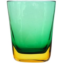 Seguso Vetri d'Arte Poli Murano Sommerso Orange Green Italian Art Glass Vase