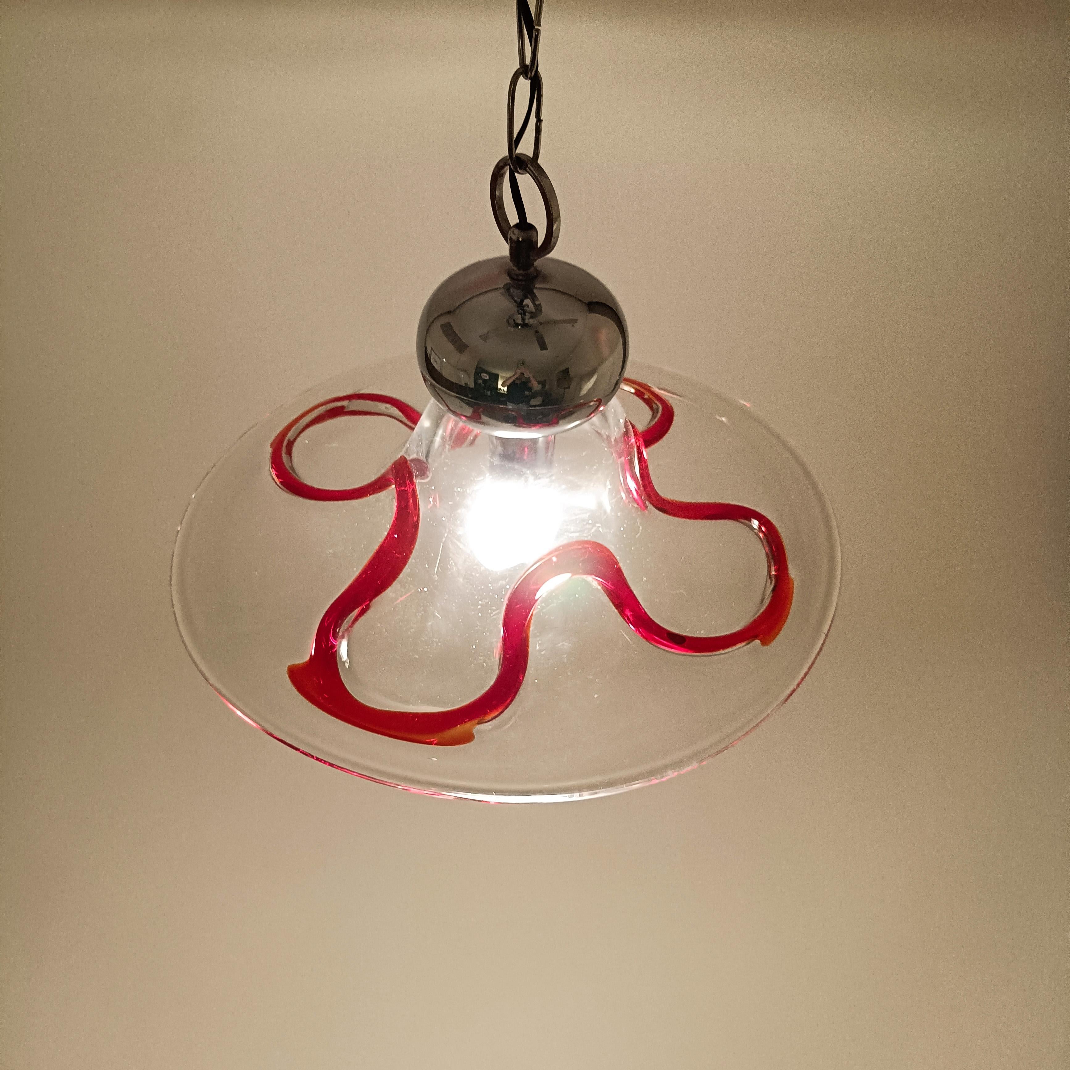 Seguso Vetri d'Arte. Postmoderne Murano-Glas-Pendelleuchte, Italien, 1980er Jahre im Angebot 3