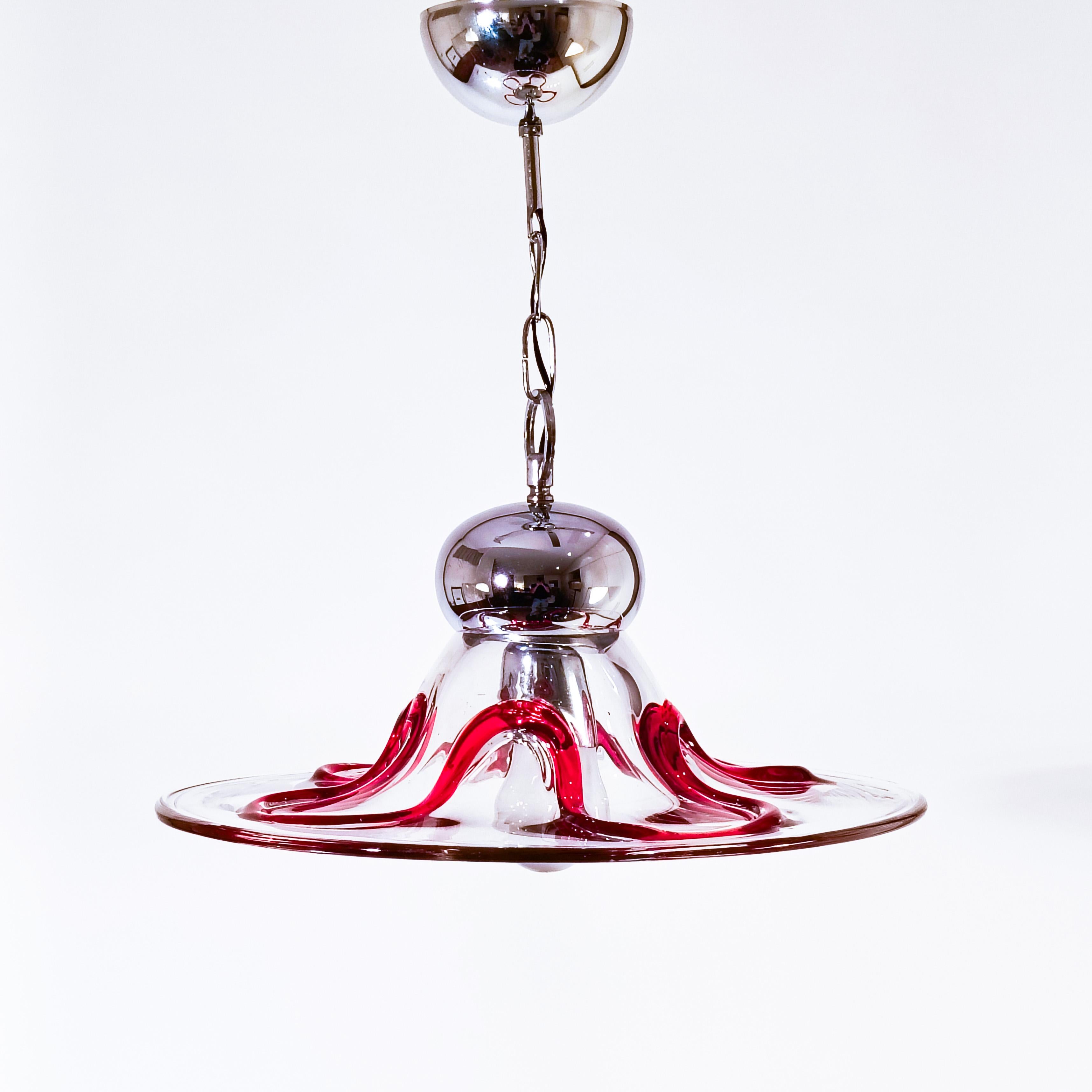 Seguso Vetri d'Arte. Postmoderne Murano-Glas-Pendelleuchte, Italien, 1980er Jahre im Zustand „Hervorragend“ im Angebot in SANT ADRIÀ DE BESÒS, ES