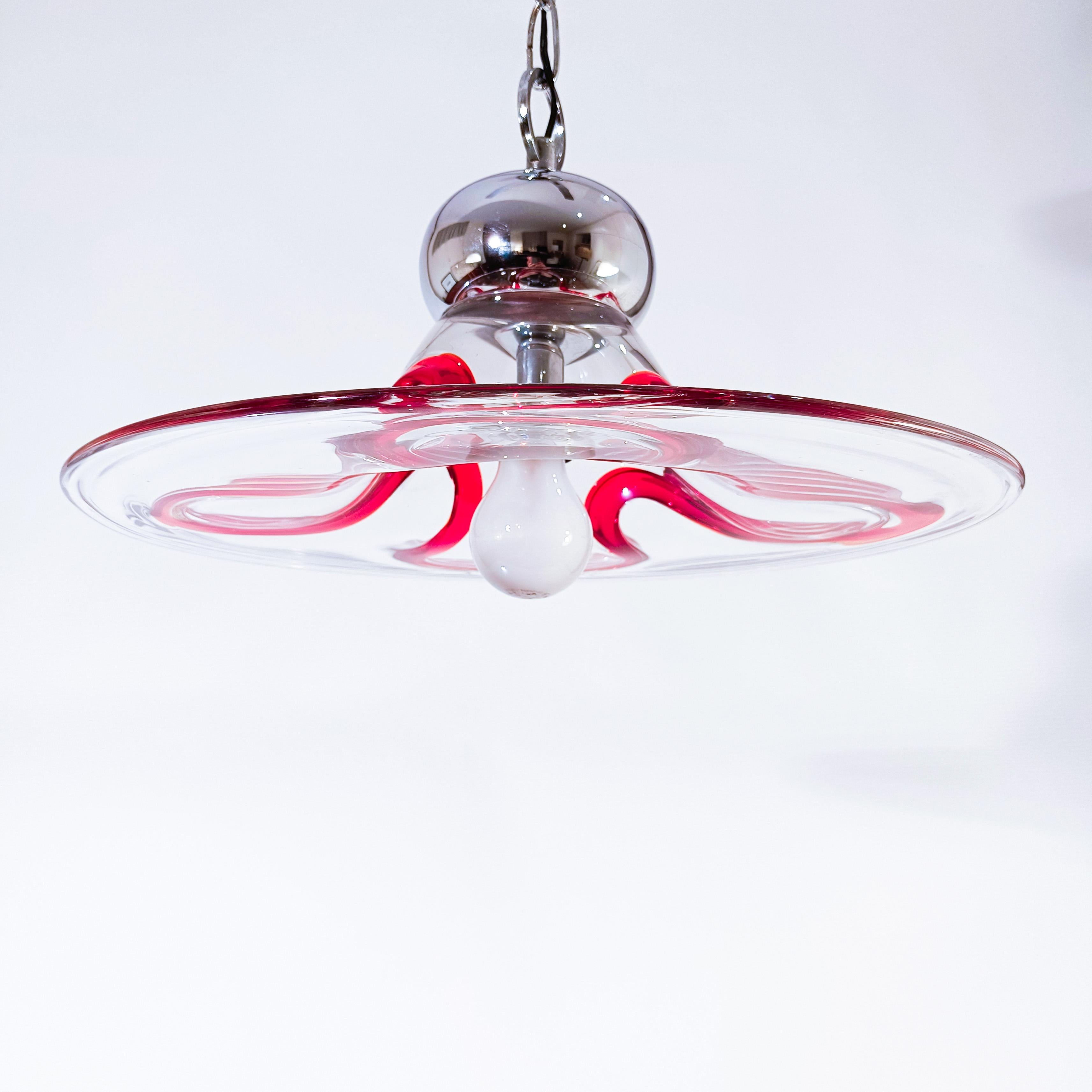 Seguso Vetri d'Arte. Postmoderne Murano-Glas-Pendelleuchte, Italien, 1980er Jahre (Ende des 20. Jahrhunderts) im Angebot