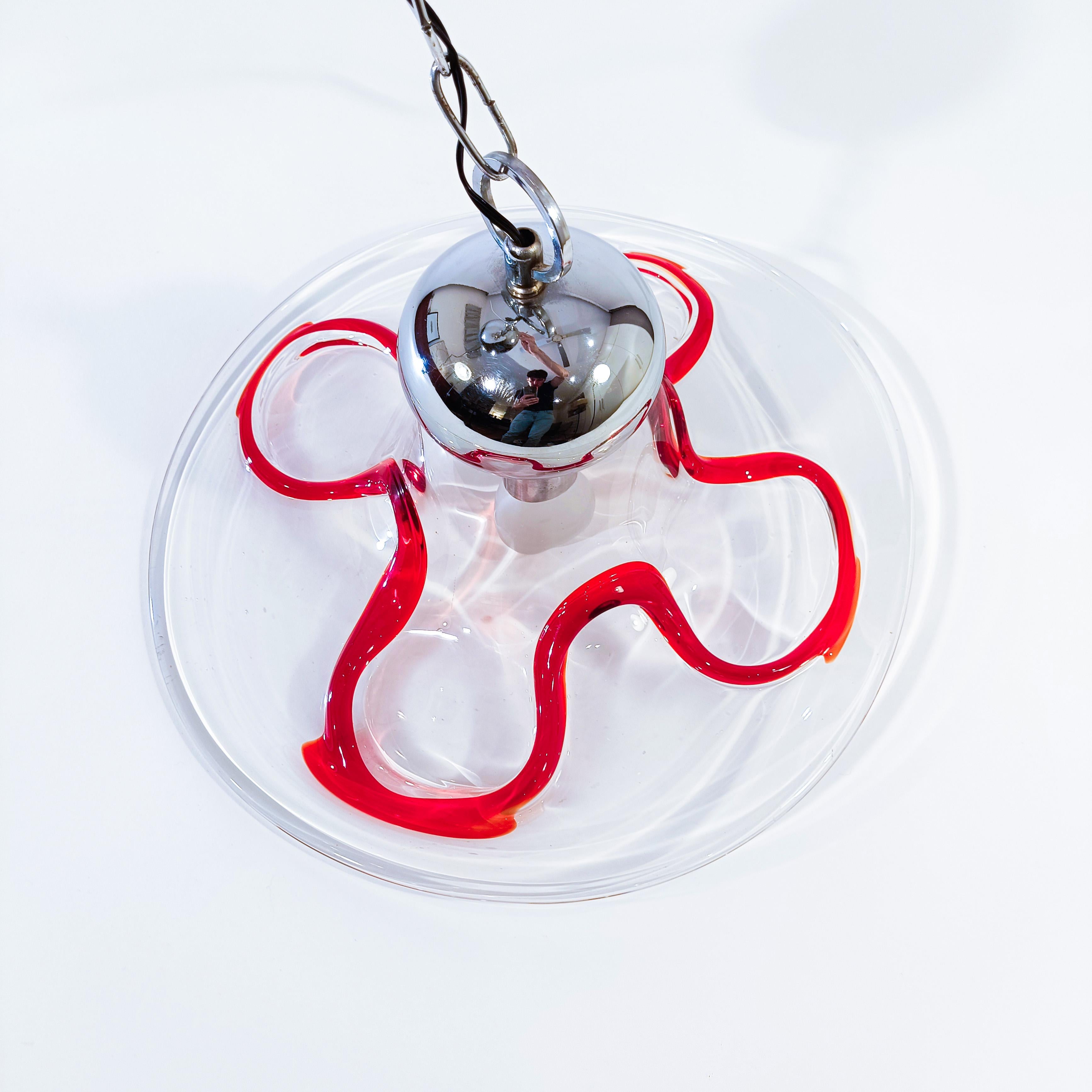 Seguso Vetri d'Arte. Postmoderne Murano-Glas-Pendelleuchte, Italien, 1980er Jahre im Angebot 1