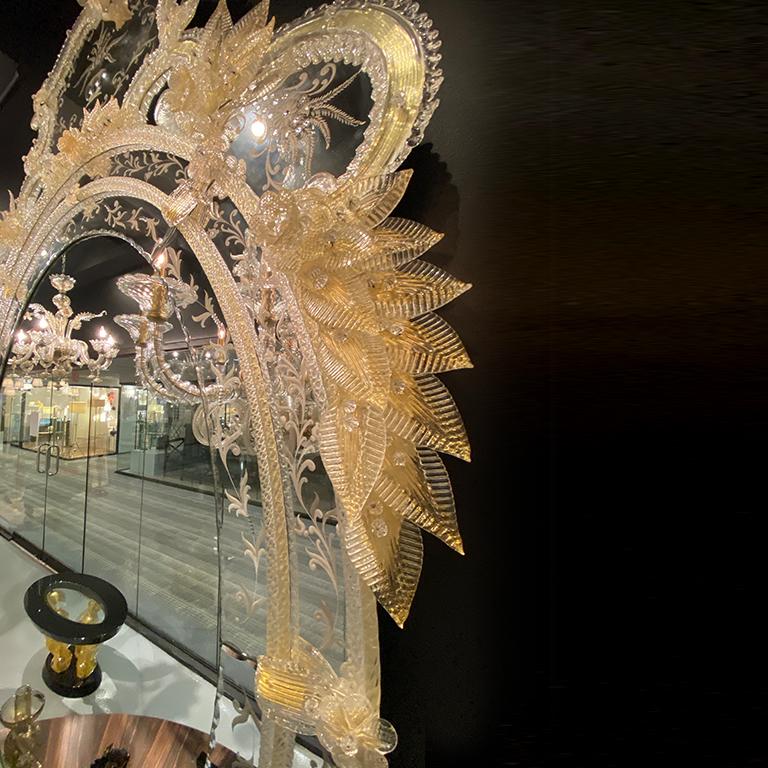 Seguso Vetri d'Arte Querini Murano Glas Venezianischer Spiegel (Italienisch) im Angebot