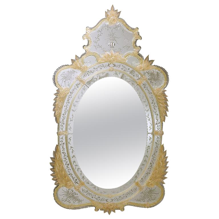 Seguso Vetri d'Arte Querini Murano Glass Venetian Mirror For Sale