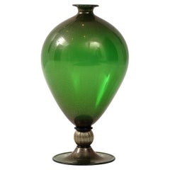 Vintage Seguso vetri d'arte Rare Veronese Vase in Green with Gold Inclusions