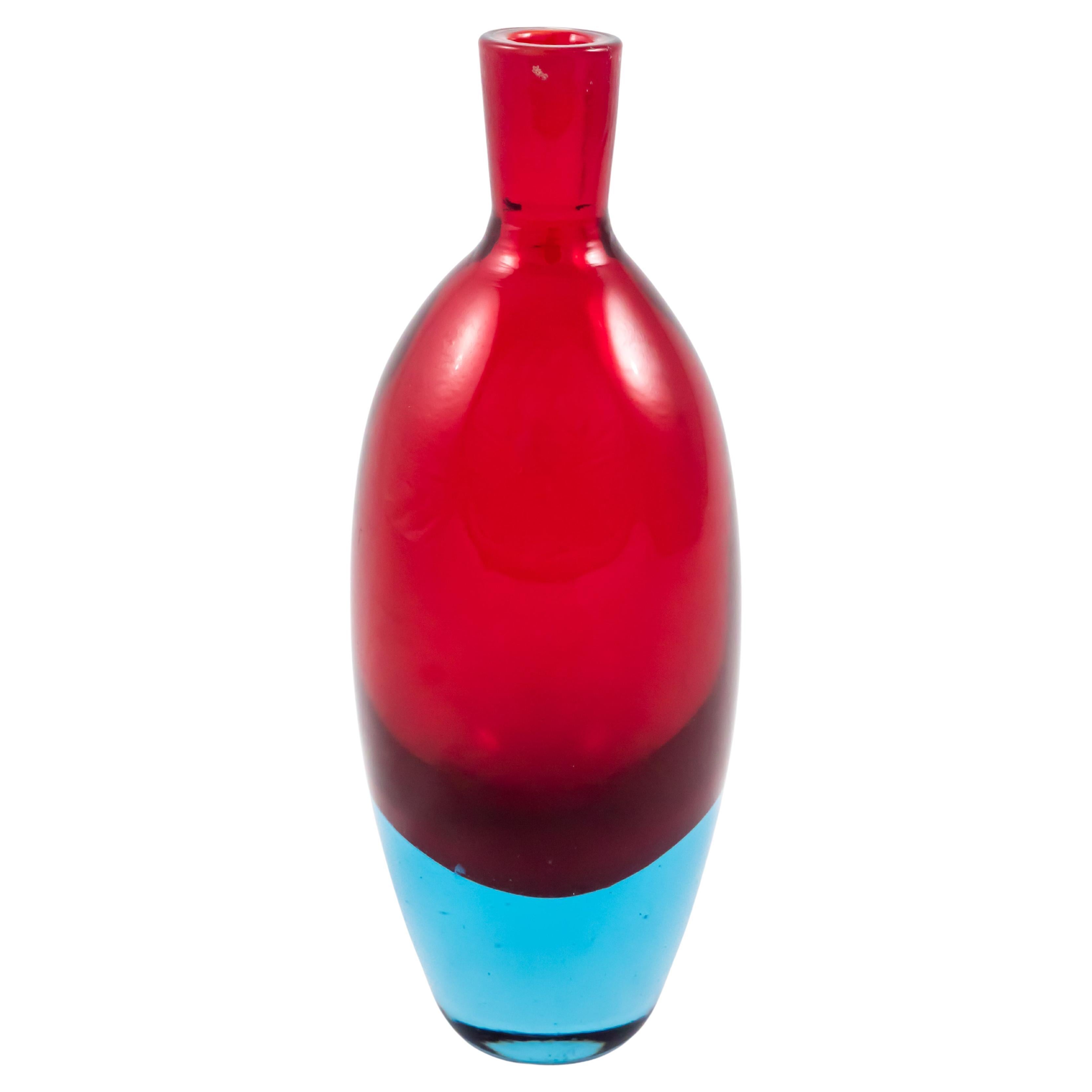 Sommerso Bottle Vase by Seguso Vetri d'Arte, Murano Glass, Italy