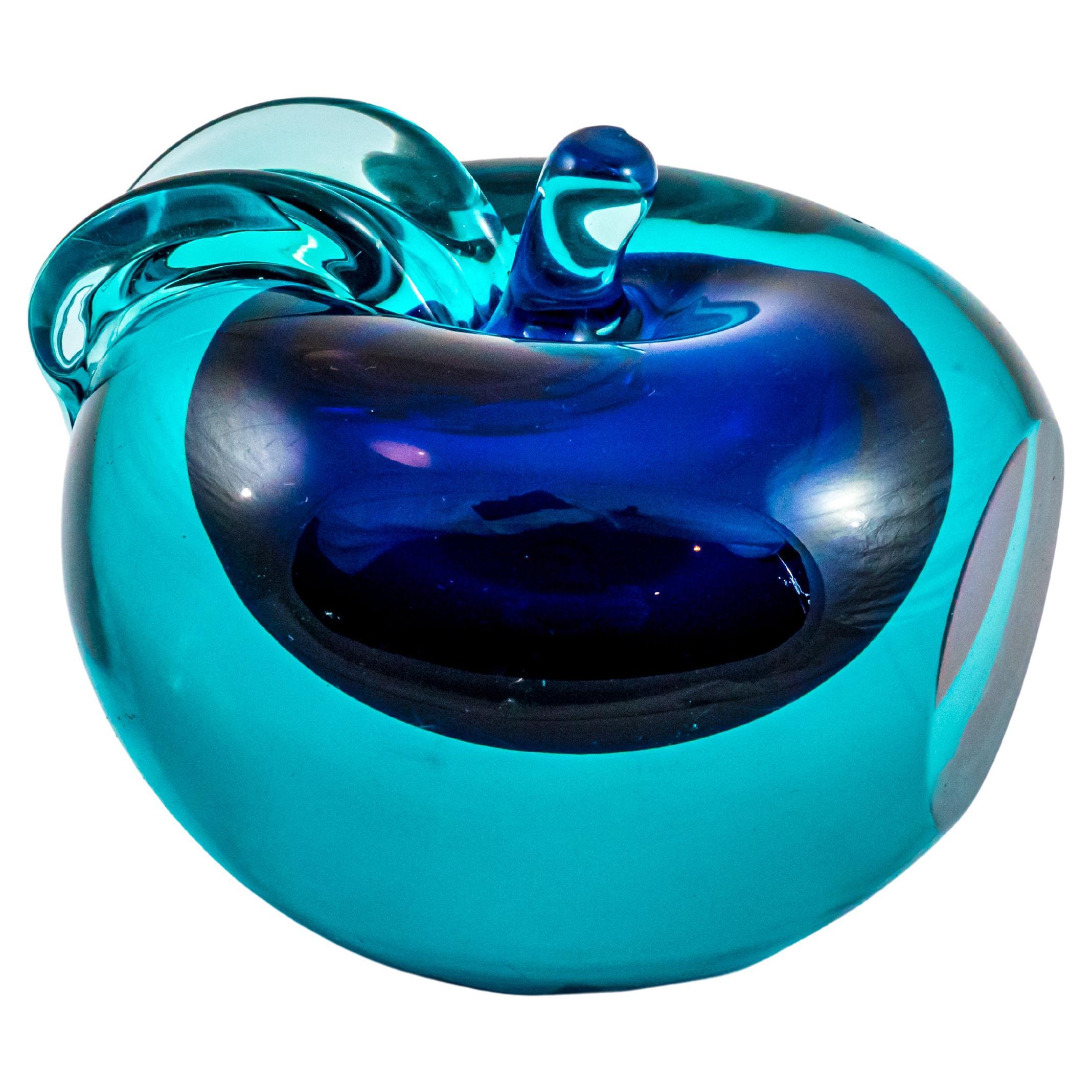 Mid-Century Modern Sommerso Apple Sculpture by Seguso, Murano Glass