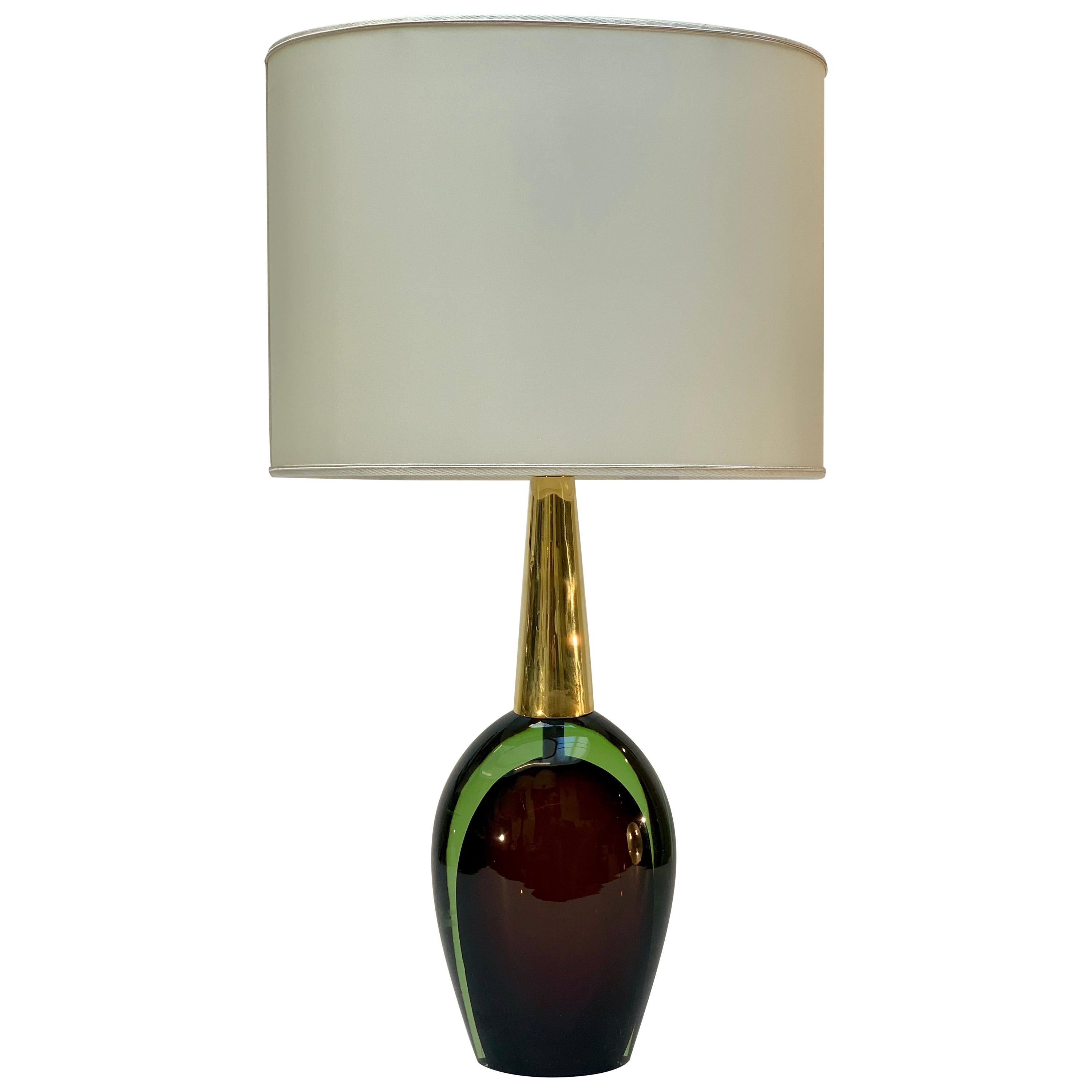 Seguso Vetri d'Arte "Sommerso" Signed Murano Glass Midcentury Table Lamp