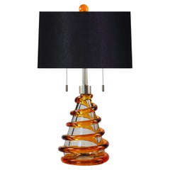 Seguso Vetri d'Arte Spiral Table Lamp Amber Murano Glass