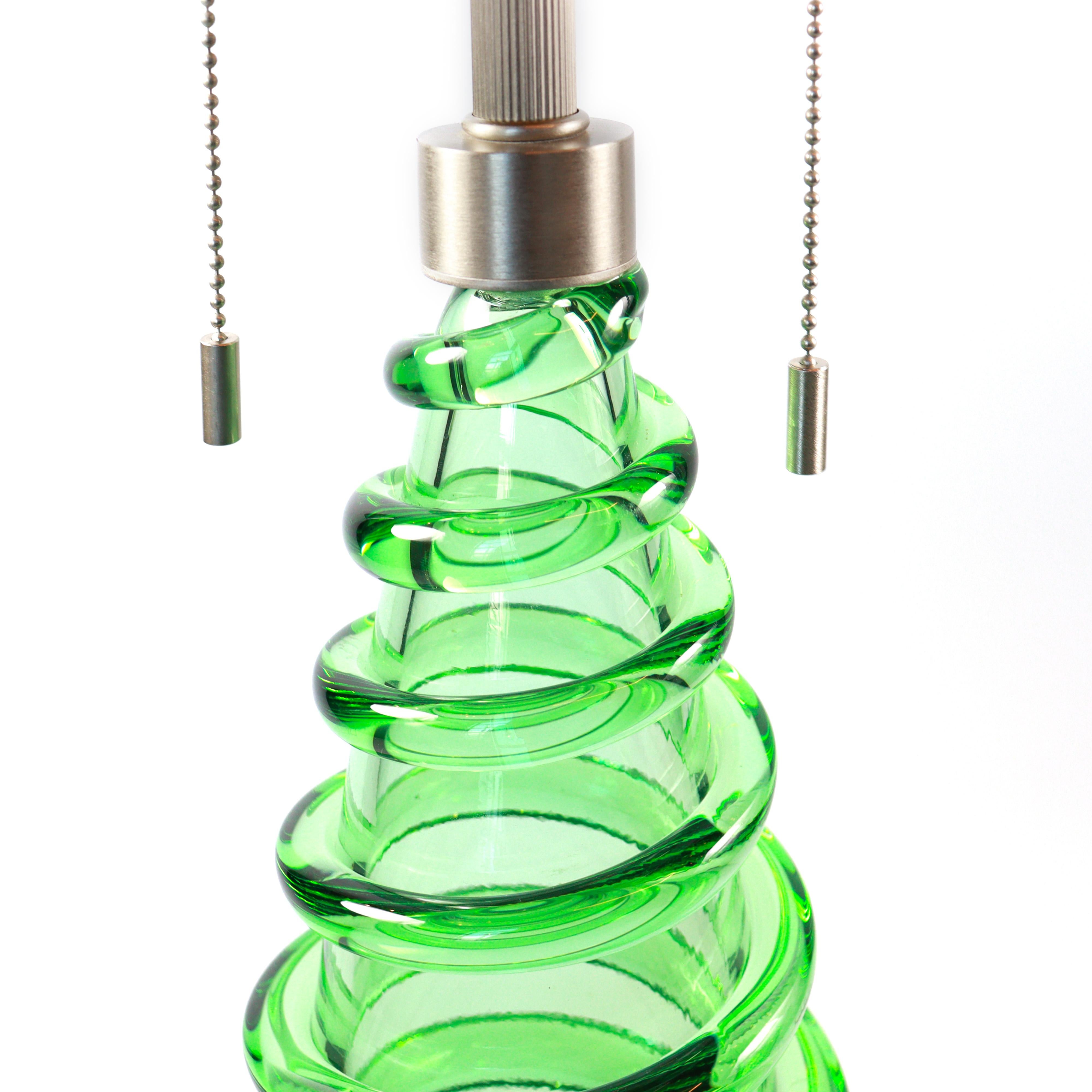 Seguso Vetri d'Arte Lámpara de Sobremesa Espiral Verde Cristal de Murano Italiano en venta