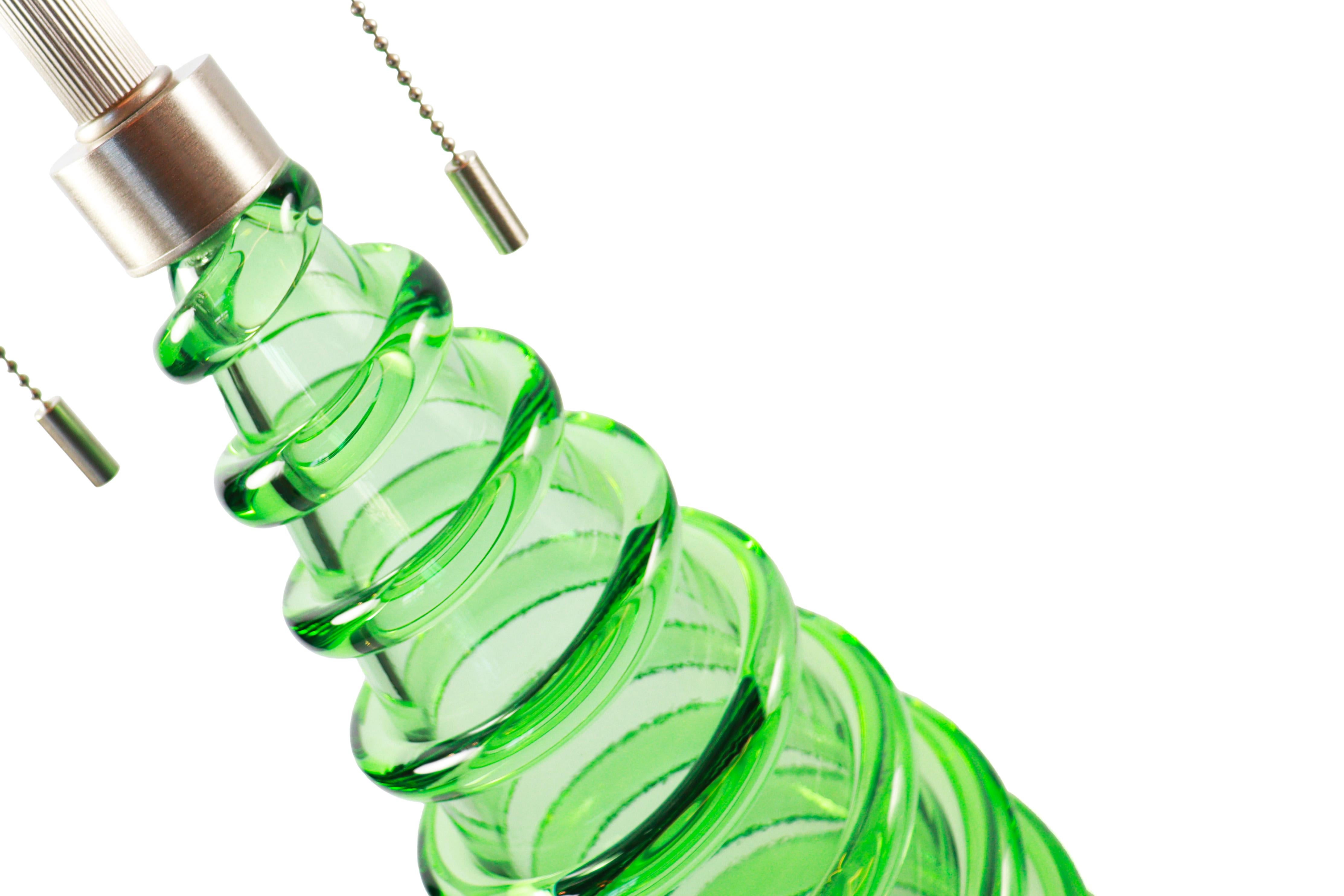 Seguso Vetri d'Arte Lámpara de Sobremesa Espiral Verde Cristal de Murano Hecho a mano en venta