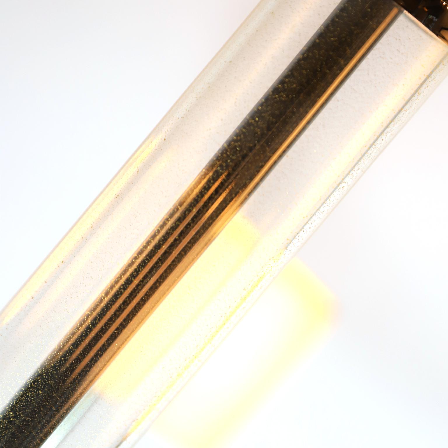 Italian Seguso Vetri d'Arte Splendor Clear Gold Murano Glass 7-Light Chandelier For Sale