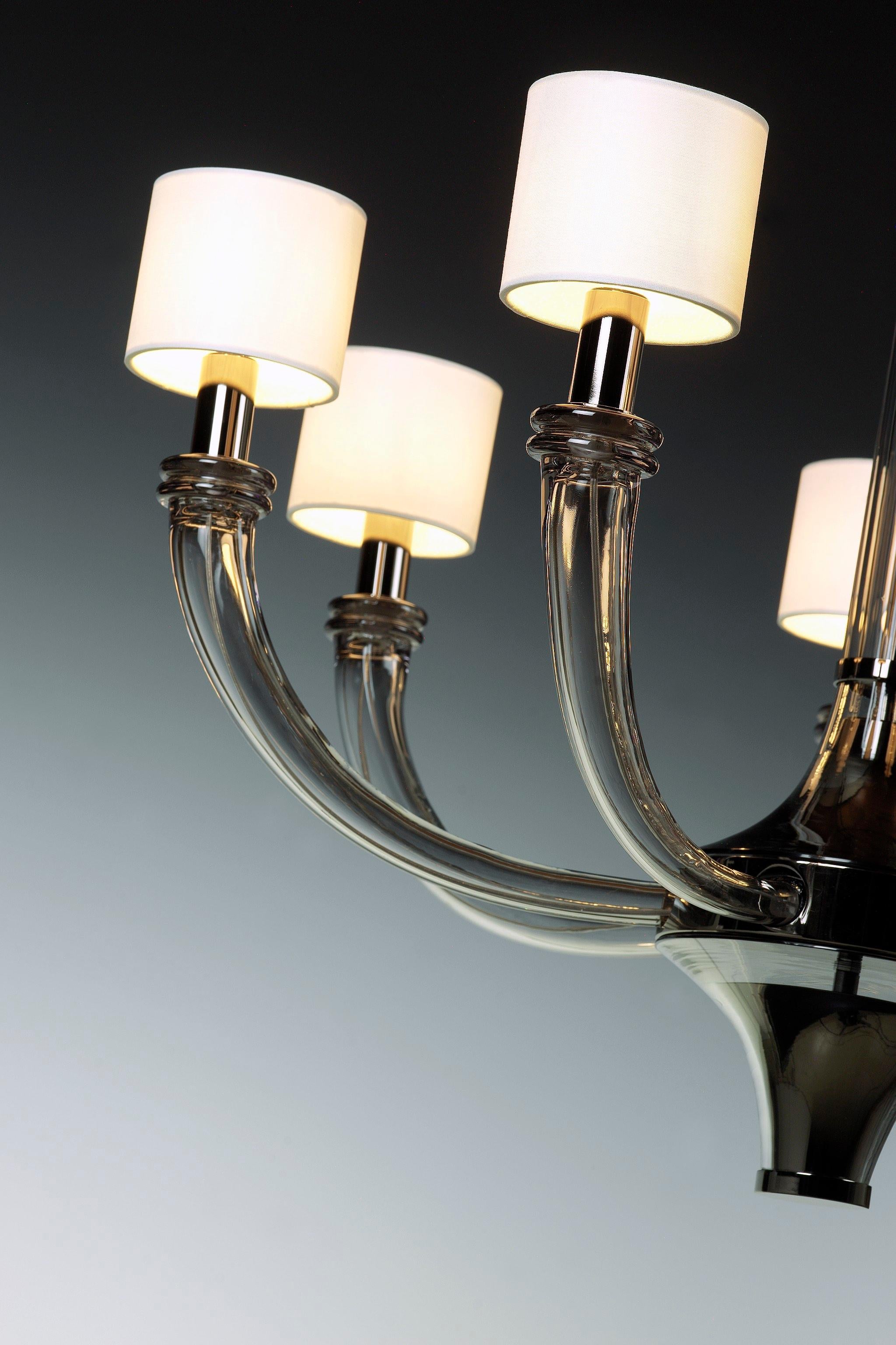 Lámpara de 7 luces de cristal de Murano gris Seguso Vetri d'Arte Splendor Italiano en venta