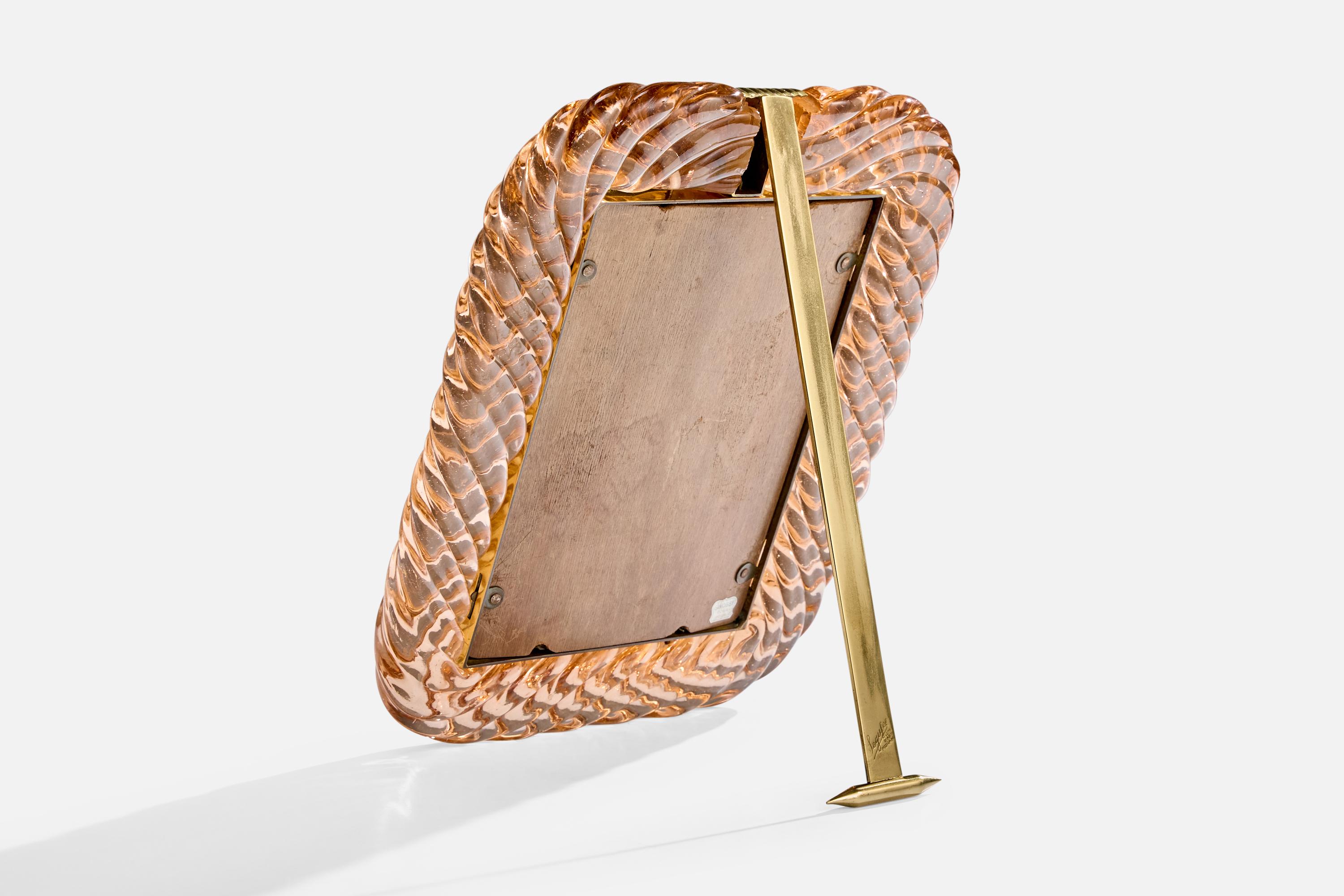 Seguso Vetri D'arte, Table Mirror, Glass, Brass, Italy, 1930s Bon état - En vente à High Point, NC