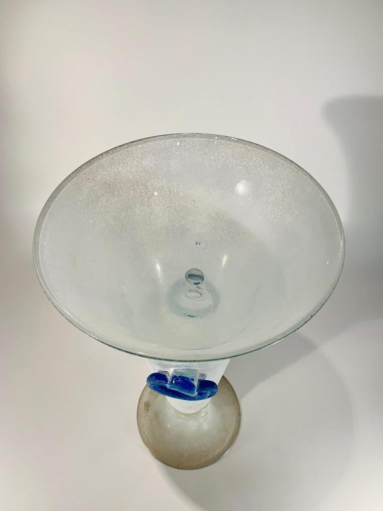 Mid-Century Modern Tall Seguso Vetri dArte Murano glass vase white and blue circa 1950  For Sale