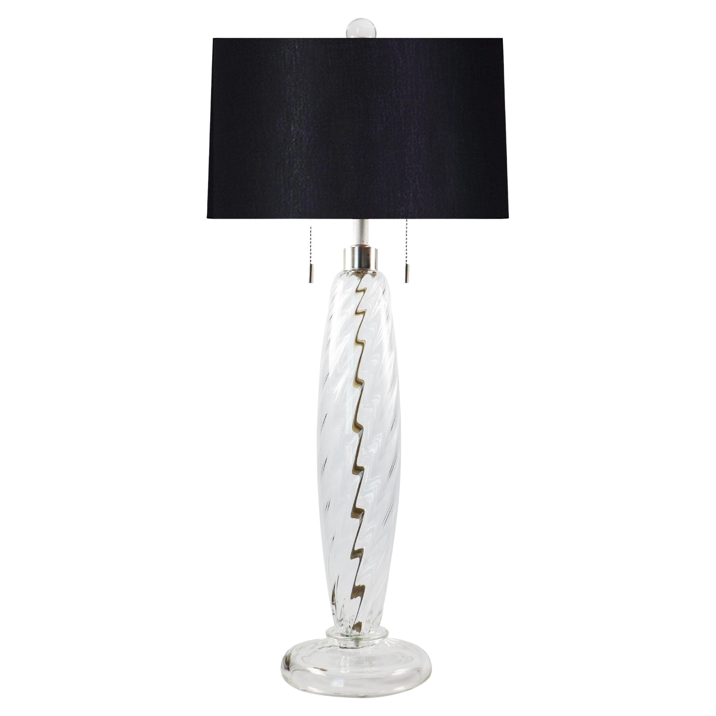 Seguso Vetri d'Arte Tapered Table Lamp Transparent Murano Glass