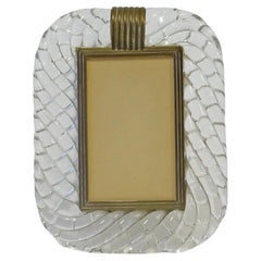 Seguso vetri d'Arte torciglione Murano glass and brass picture frame